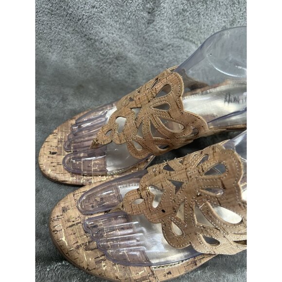 Eurosoft by Sofft Women's Cork Slip-On Heels Sandals Tan Size 9 Tan Gold Comfy - Picture 4 of 10